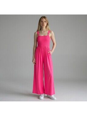 Kirundo Jumpsuit Women S Small Pink Wide Leg Sleeveless Pockets Stretch Casual